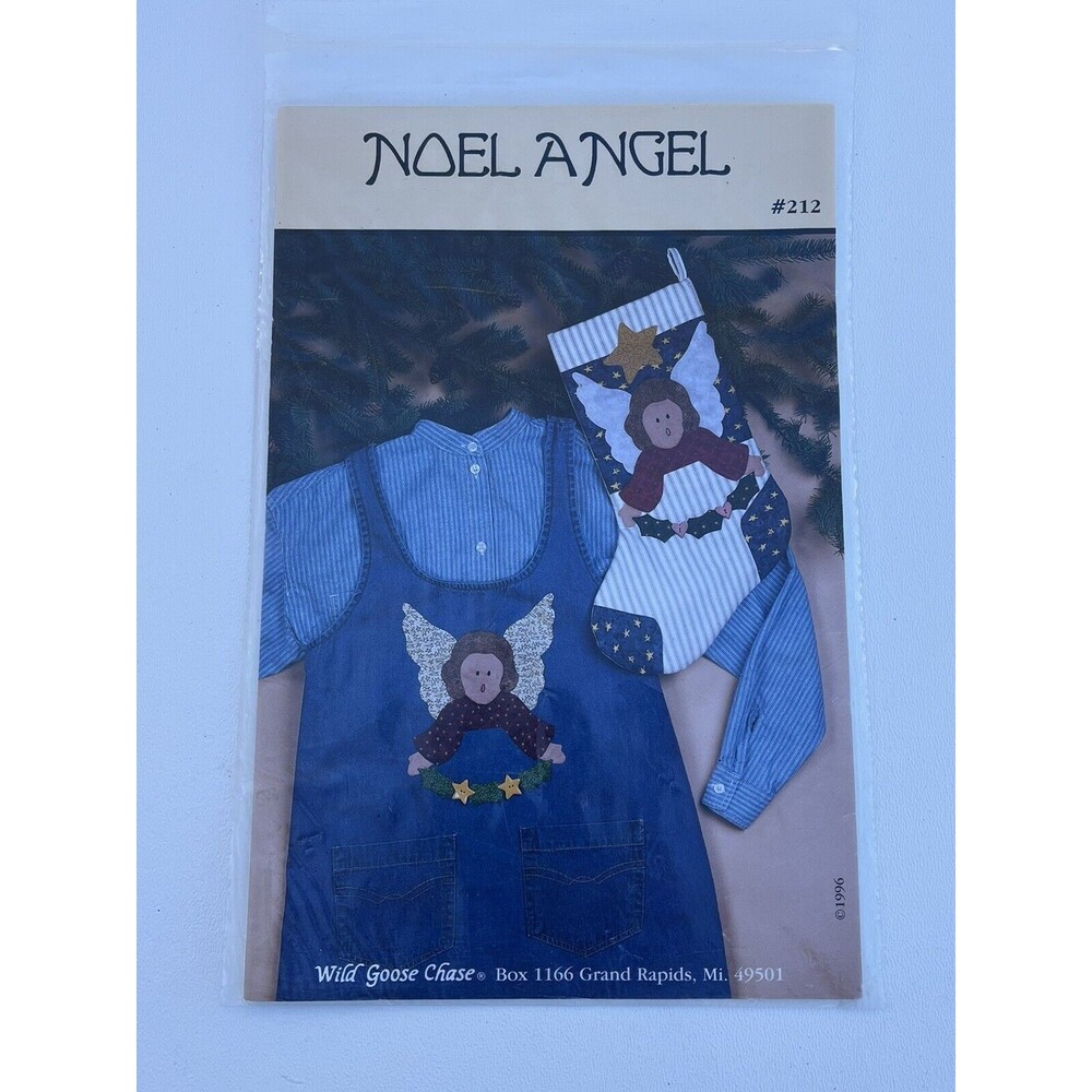 Christmas Stocking 18” & Jumper Appliqué Noel Angel Wild Goose Chase Vtg 90s